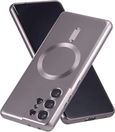 Miniatura 70 de Funda magnética para Samsung Galaxy S22 Ultra, silicona suave, delgada, antiarañazos, con protección de cámara, compatible con MagSafe, color negro
