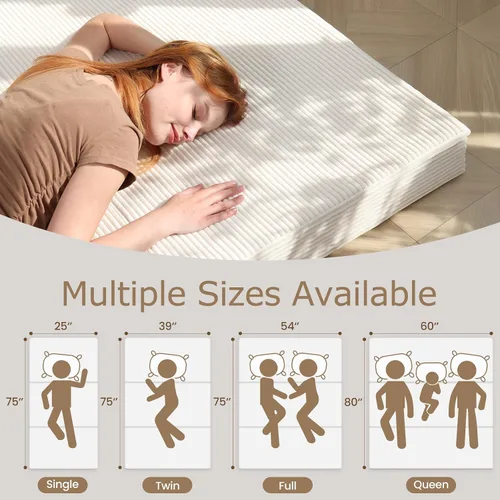 Miniatura 6 de Colchón de tres pliegues de 6 pulgadas, tamaño individual, sofá cama plegable con funda extraíble lavable, colchón plegable de espuma de alta