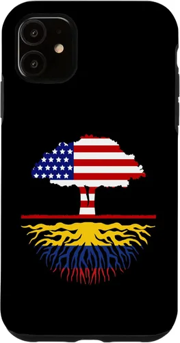 Miniatura 6 de Funda para iPhone 12 mini con diseño de raíces colombianas cultivadas en Estados Unidos y Colombia, con bandera de Estados Unidos