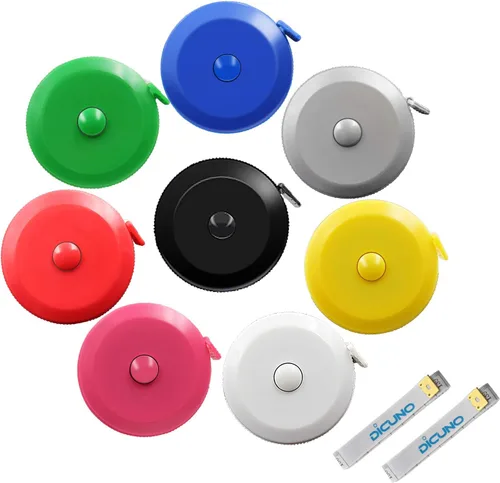 DiCUNO Cinta métrica suave de 1.5 metros, 60 pulgadas con sistema retráctil para medir tela, cuerpo 8 colores