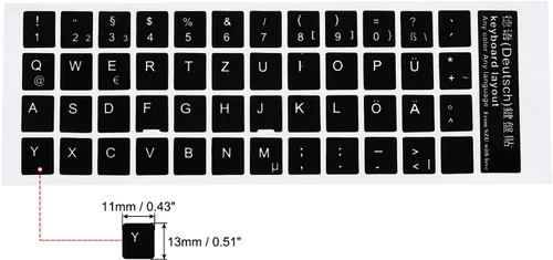 Miniatura 2 de PATIKIL Adhesivos alemanes para teclado, paquete de 4 fundas universales de repuesto para teclado liso para computadora de escritorio, fondo negro