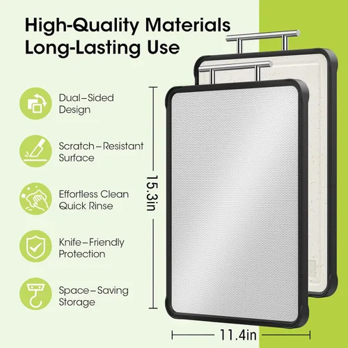 Miniatura 4 de Tabla de cortar de acero inoxidable, tablas de cortar de acero inoxidable 316 de doble cara para cocina, tabla de cortar PP 2 en 1 de grado