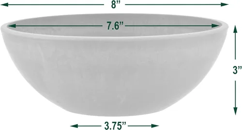 Miniatura 4 de PSW Pot Collection M20C - Maceta baja de plástico compuesto de piedra/madera de 8 pulgadas, sin orificio de drenaje (perforable), maceta