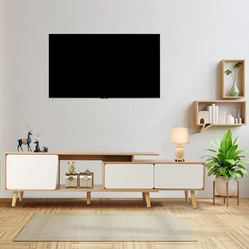 Miniatura 2 de Gdrasuya10 Soporte de TV de 47.2 pulgadas, moderno mueble de TV de estilo rural, consola de TV de perfil bajo, estante ajustable de mediados