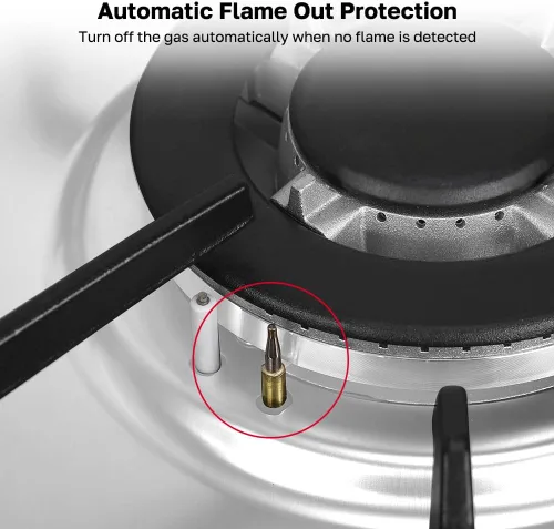 Miniatura 3 de ThermoMate Light 30 Pulgadas de Cocina de Gas, Estufa de Gas Integrada con 5 Quemadores de Alta Eficiencia, NG/GLP Convertible de Acero Inoxidable