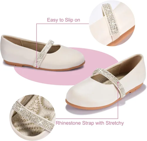 Miniatura 4 de Zapatos de vestir para niñas con flores, zapatos de princesa Mary Jane, zapatos de ballet para niños pequeños y grandes, zapatos elegantes