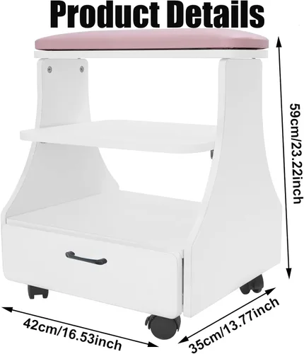 Miniatura 3 de Reposapiés portátil de pedicura con ruedas, taburete de pedicura, carrito para baño de pies, carrito de spa, soporte de uñas, muebles de manicura