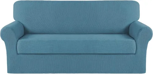 Miniatura 90 de Turquoize Fundas para sofá lavables de 2 piezas, fundas para sofá de 3 cojines, fundas elásticas para sofá con parte inferior elástica, tela