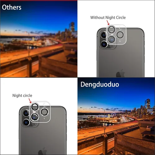 Miniatura 4 de Paquete de 3. Protector de lente de cámara de vidrio templado Dengduoduo para iPhone 11 Pro de 5.8" y iPhone 11 Pro Max de 6.5", Bling Sparkle