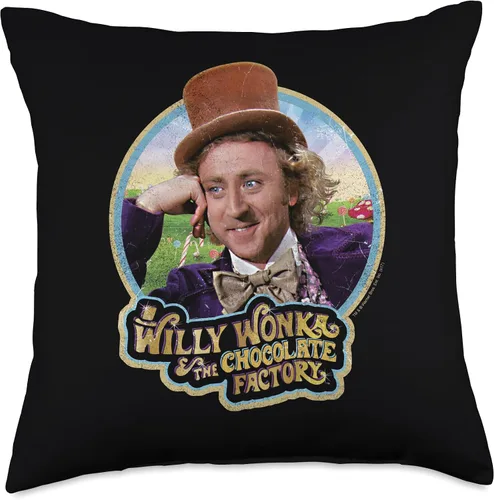 Willy Wonka Chocolate Factory Scrumdiddlyumptious - Almohada (18.0 x 18.0 in), multicolor
