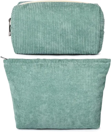 Miniatura 48 de SOIDRAM 2 Piezas de Bolsa de Maquillaje a Rayas Grande, Bolsa de Cosméticos de Cordura de Gran Capacidad, Bolsa de Lona Mixta de Artículos de Rayas