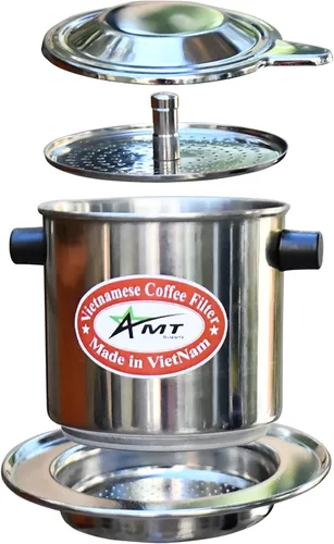 Miniatura 2 de AMT Cafetera de 6.5 onzas, filtro Phin con corcho, gotero de café atornillado para café de estilo vietnamita en casa u oficina