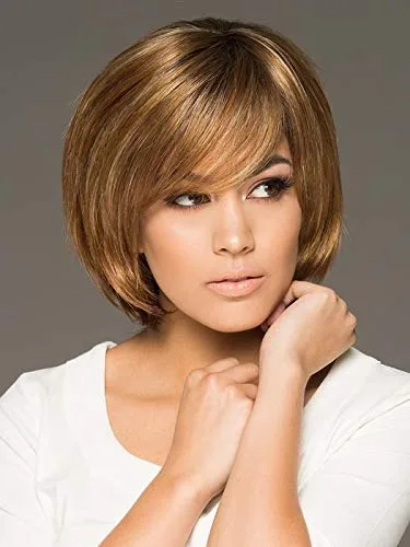 Miniatura 6 de Peluca Haley color 38 gris oscuro 7.5 pulgadas de longitud silueta estilo Bob Kanekalon sintético monofilamento superior recto ligero peluca