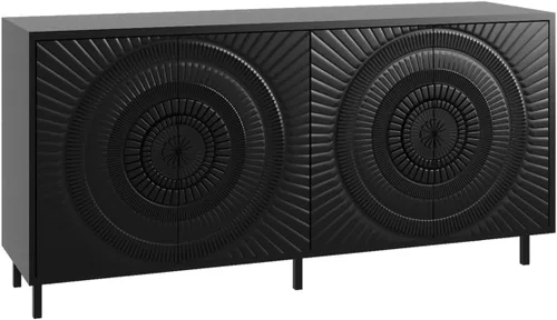 Miniatura 8 de LKTART Armario de almacenamiento de bufé de 59.06 pulgadas para comedor, consola de puerta de flores talladas, resorte prensado de 4 puertas
