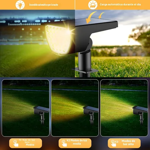 Miniatura 5 de GKGG Luces solares para exteriores, impermeables, IP65, 76 LED, 3 modos de iluminación, focos solares para exteriores, patio, jardín, paisaje
