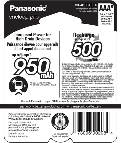 Miniatura 6 de Eneloop Panasonic BK-3HCCA16FA pro AA Ni-MH de alta capacidad, paquete de 16 y Panasonic BK-4HCCA8BA pro AAA de alta capacidad Ni-MH
