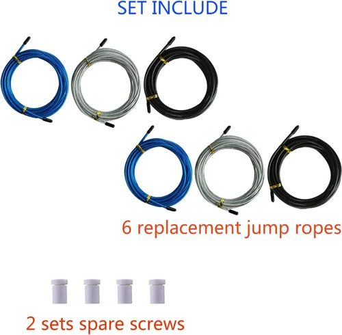 Miniatura 3 de Cable de repuesto para cuerda de salto de velocidad, 6 piezas de alambre de acero inoxidable de 10 pies con revestimiento de polímero para cuerdas