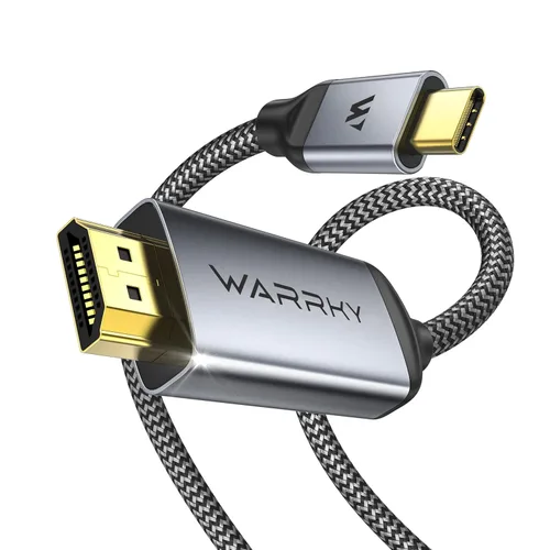 Miniatura 10 de Cable USB C a HDMI 4K, WARRKY [trenzado, de alta velocidad] Thunderbolt 3 a HDMI adaptador compatible para iPad nuevo, MacBook Pro/Air, iMac, Galaxy