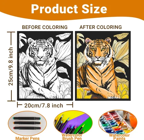Miniatura 2 de HOTPLACY 48 Piezas Pósteres de Terciopelo Difuso para Colorear Pósteres Difusos de Animales para Colorear para Adultos Adolescentes Póster Grande