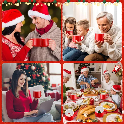 Miniatura 6 de Uiifan 6 piezas Tazas de café de Navidad 3D 375 ml Tazas de chocolate caliente Cerámica Muñeco de nieve Papá Noel Árbol de Navidad Pingüino Taza