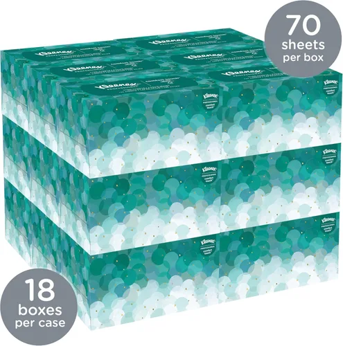 Miniatura 2 de Toallas de tocador de Kleenex (11268), muy suaves y absorbentes, caja dispensadora, 18 cajas, 70 toallas de tocador de papel, 1,260 hojas