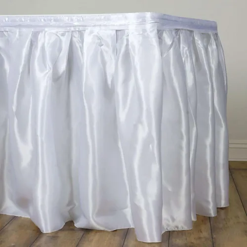 Efavormart - Falda de mesa de satén blanco para cocina, comedor, catering, boda, baby shower, decoración de fiesta de cumpleaños, eventos, 21 pies