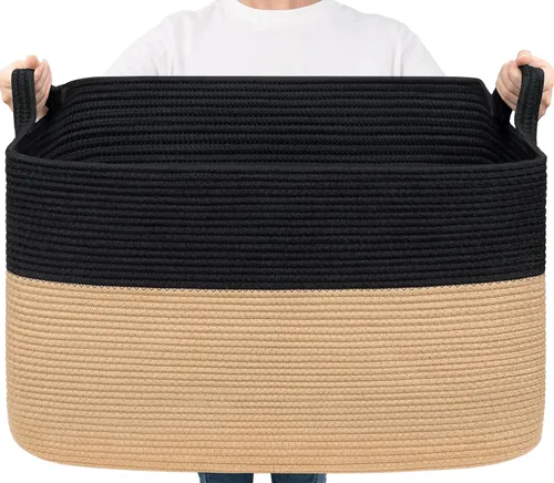 Miniatura 8 de Goodpick Cesta Grande de Almacenamiento de Juguetes, Cestas de Cuerda de Algodón Gris Contenedor de Almacenamiento de Juguetes para Bebé, Niños