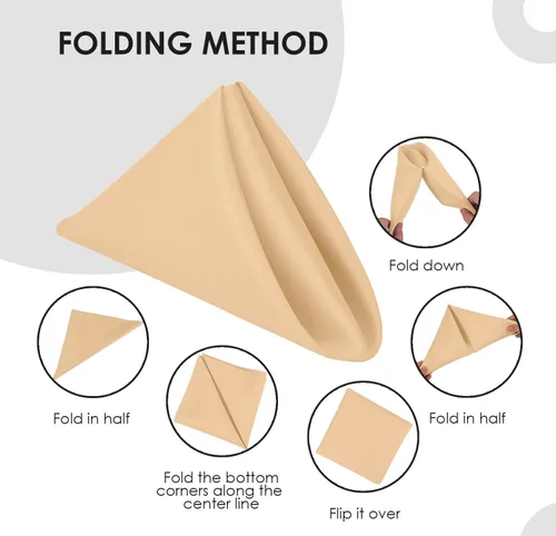 Miniatura 6 de Avalon Kitchen Servilletas de tela beige a granel (paquete de 24) – Servilletas de lino 100% poliéster, lavables y reutilizables, duraderas