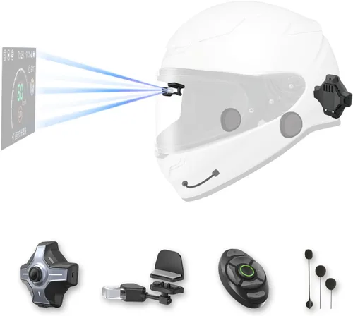 Casco de Motocicleta E6+ HUD, Pantalla de Visualización Frontal, Bluetooth, GPS, CarPlay, Android Auto, Intercomunicador de Malla, Cámara de Visión
