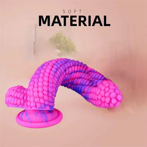 Miniatura 5 de Consolador monstruo colorido grano grande maíz adulto juguete sexual con fuerte ventosa 8 pulgadas consoladores vegetales suaves flexibles - rosa
