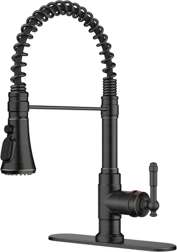 Miniatura 22 de FORIOUS Grifo de cocina con rociador extraíble, grifo de fregadero clásico de resorte extraíble de acero inoxidable comercial de una sola manija
