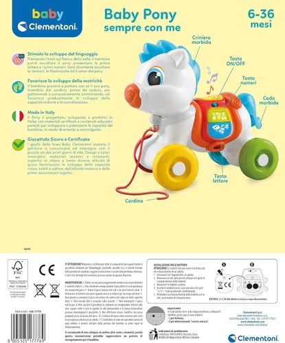 Miniatura 3 de Clementoni - Baby Pony Sempre con Me Remolque Interactivo, Animal to Tirar, Juego para Motorabilidad, Primeros Pasos, Aprendiendo a Caminar, Niños 6
