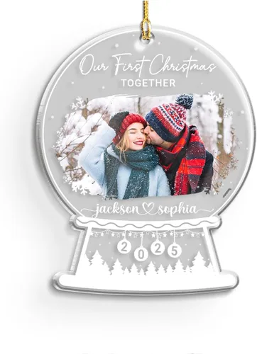 Miniatura 10 de Adorno personalizado de primera Navidad para casados, adornos de cerámica de Navidad con foto foto boda matrimonio nombre personalizado recuerdo 1ª