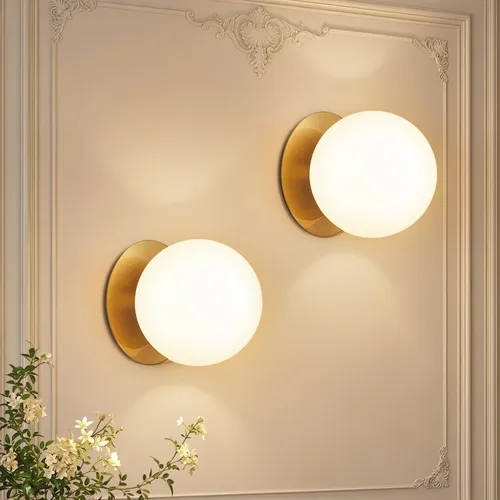 Miniatura 10 de 1 aplique de pared negro mate, moderno aplique de baño con vidrio de globo lechoso, lámpara de pared para espejo de baño, sala de estar, pasillo