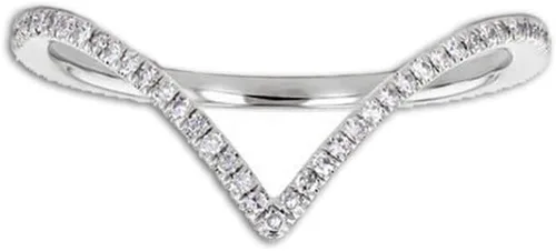 Anillo de boda de diamante para mujer, anillo de boda de diamante en forma de V con acabado de oro de 14 quilates, anillo de diamante apilable
