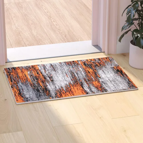 Miniatura 29 de Flash Furniture Rylan Collection - Alfombra contemporánea de olefinas azules, de pelo alto, 2 x 10 pies, respaldo de yute, pasillo, entrada