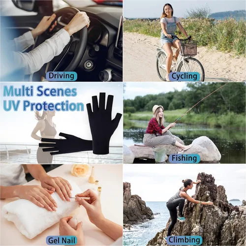 Miniatura 6 de CGBOOM Guantes UV para lámpara de uñas de gel, guantes profesionales de protección UPF50+ para manicuras, guantes anti UV sin dedos para arte