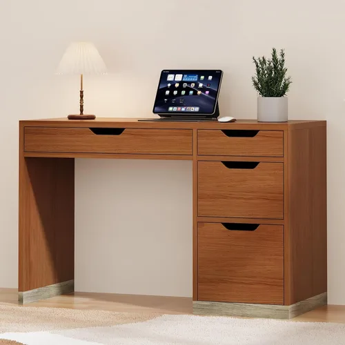 MaverickFurni Escritorio de oficina pequeño de 48 pulgadas con 4 cajones para dormitorio, escritorio de computadora con almacenamiento, escritorio
