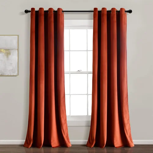 Miniatura 36 de Lush Decor Prima Velvet Sólido - Par de paneles de cortinas para ventana con ojales de filtrado de luz, 95" L x 38" A, Negro