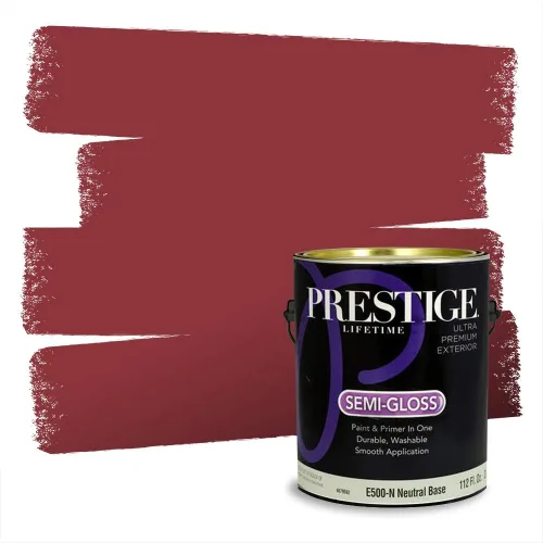 Miniatura 343 de Prestige Paints Pintura exterior e imprimación en uno, 1 galón, plano, coincidencia comparable de Valspar* Amber Rose*