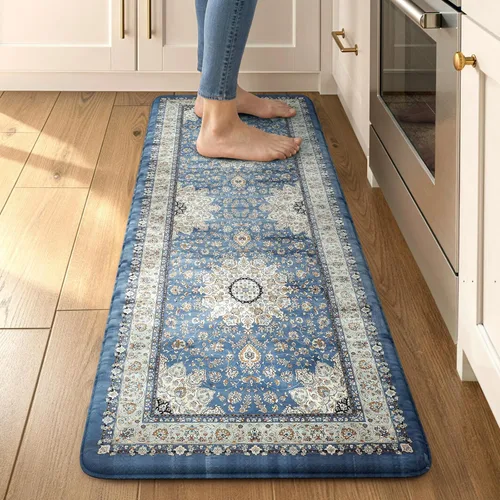 Miniatura 38 de Collive Alfombras y Tapetes Boho para Cocina 2 PIEZAS Alfombra Antifatiga Acolchada, Juego de 2 Alfombras de Cocina Impermeables Antideslizantes