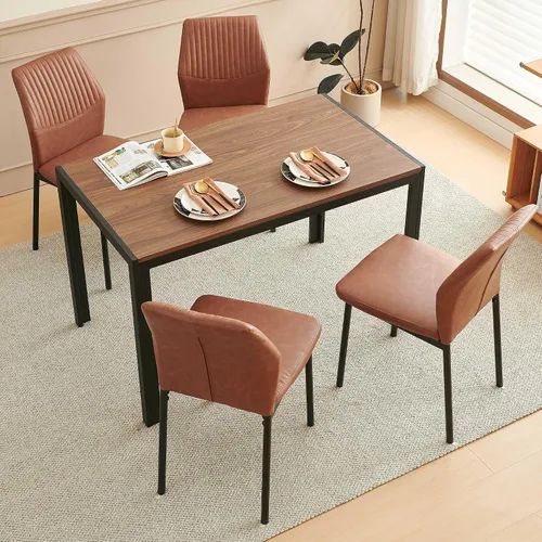 Miniatura 4 de Juego de mesa de comedor para 4, juego de mesa y sillas de comedor de cocina moderna de mediados de siglo, juego de comedor de 5 piezas para sala