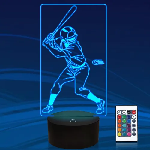 Miniatura 11 de Attivolife Luz nocturna de jugador de fútbol americano para niños, lámpara LED de ilusión de rugby 3D, 16 colores cambiantes con control remoto