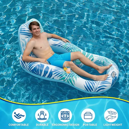 Miniatura 7 de Pool Floats for Adults,Inflatable Chair Lounger Floaties with Drink Holder,Travel Pool Beach Lake Swim Inflatables Water Floating Rafts