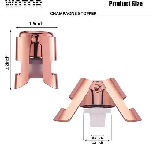 Miniatura 6 de WOTOR Paquete de 3 Tapones de Champán con Conservador de Champán de Acero Inoxidable con Silicona de Grado Alimenticio a Prueba de Fugas Mantiene