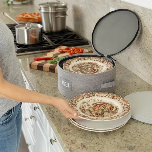 Miniatura 3 de Contenedor de almacenamiento de porcelana para platos de cena - Se adapta a platos de hasta 11.5 pulgadas de ancho - Incluye 12 separadores