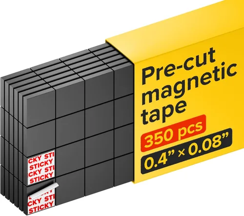 Miniatura 10 de Imanes Hiper-Adhesivos con Respaldo Adhesivo - 45 piezas de 1.2x0.08" Cuadrados Magnéticos Fuertes para Pizarra Blanca y Refrigerador - Calcomanías