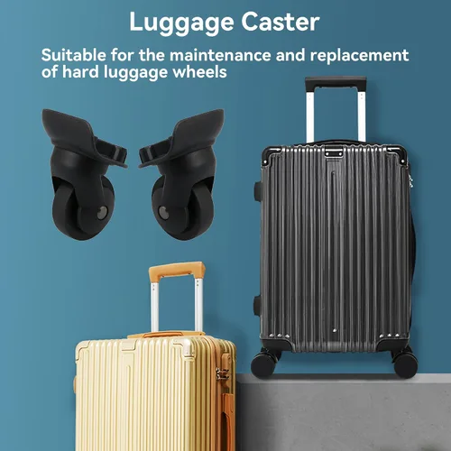 Miniatura 2 de 1 par de ruedas de repuesto 360 ruedas giratorias para maleta para equipaje negro, Negro -, Conjuntos de equipaje
