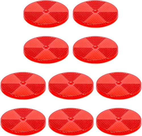 Tallew Paquete de 10 Reflectores Redondos Delanteros para Entrada de Vehículos, Cerca, Postes de Puerta, Remolques, Seguridad, Automóviles, Barcos,