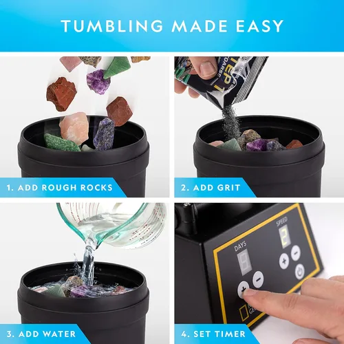 Miniatura 3 de NATIONAL GEOGRAPHIC Kit profesional de pulidor de rocas - Pulidor de rocas completo para adultos y niños con barril duradero de 2 libras, rocas